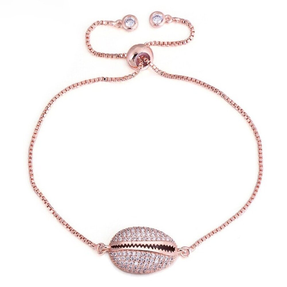 Sparkly Seashell Thin Rose Gold Bracelet